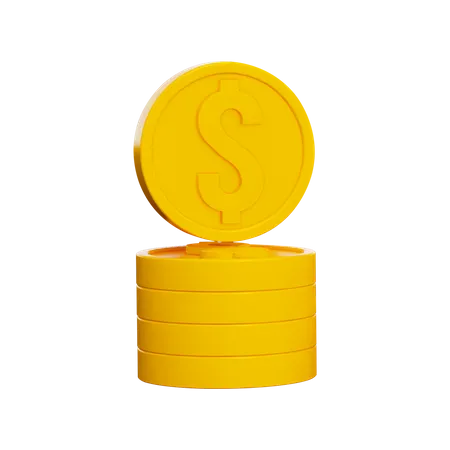 Pila de monedas de un dólar  3D Illustration