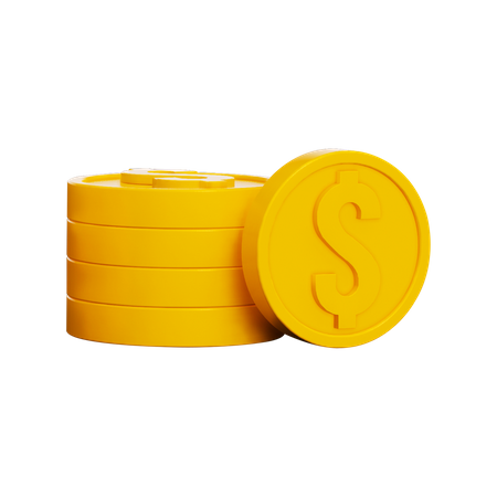 Pila de monedas de un dólar  3D Illustration