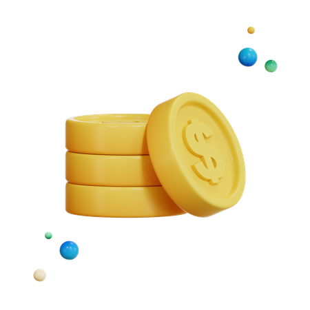 Pila de monedas de un dólar  3D Illustration