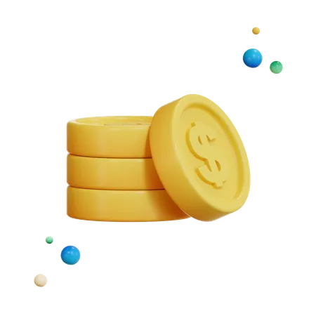 Pila de monedas de un dólar  3D Illustration