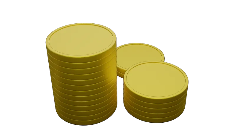 Pila de monedas de oro  3D Illustration