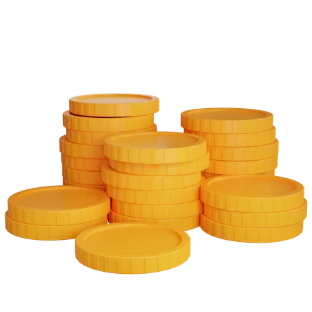 Seis Monedas De Oro De Pila Sobre Fondo Blanco Ilustracion 3 D 3D Icon