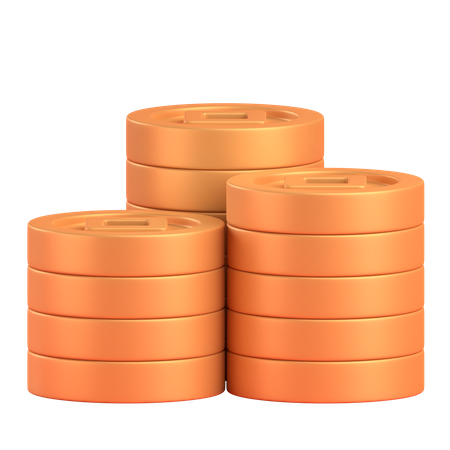 Pila de monedas de oro chinas  3D Icon