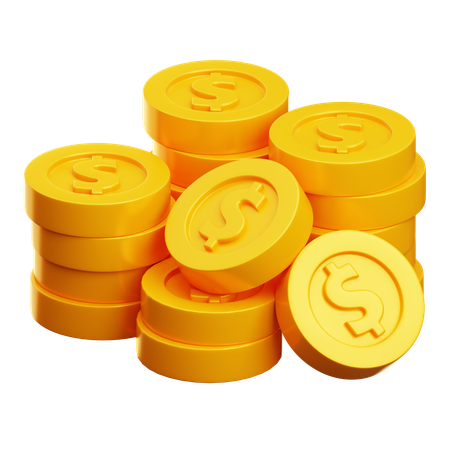 Pila de monedas de dólar  3D Icon