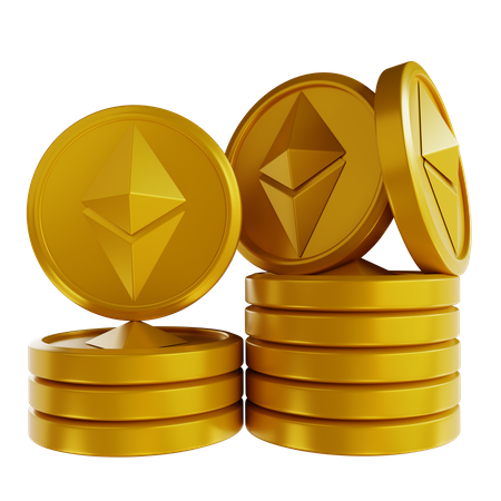 Pila de monedas de ethereum  3D Icon