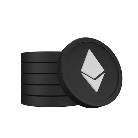 Pila de monedas de ethereum  3D Icon