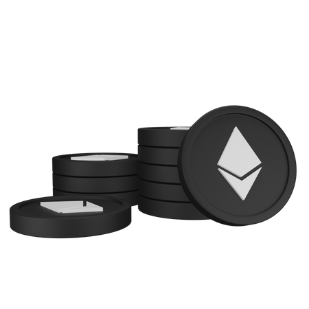 Pila de monedas de ethereum  3D Icon