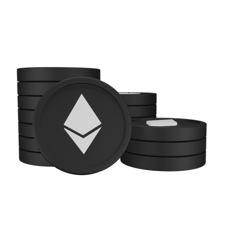 Pila de monedas de ethereum  3D Icon