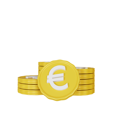 Pila de monedas de euro  3D Illustration