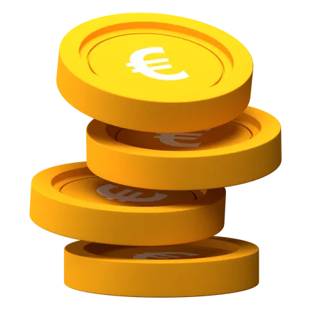 Pila de monedas de euro  3D Illustration