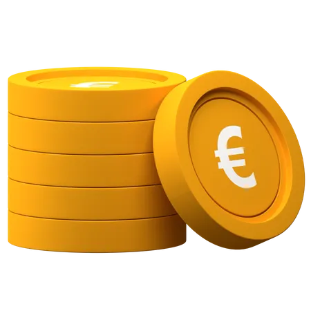 Pila de monedas de euro  3D Illustration