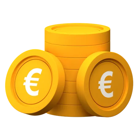 Pila de monedas de euro  3D Illustration