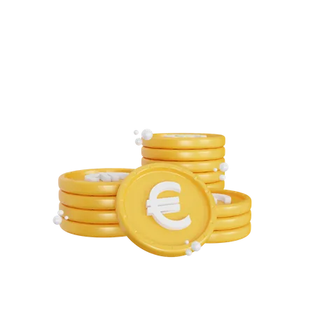 Pila de monedas de euro  3D Icon