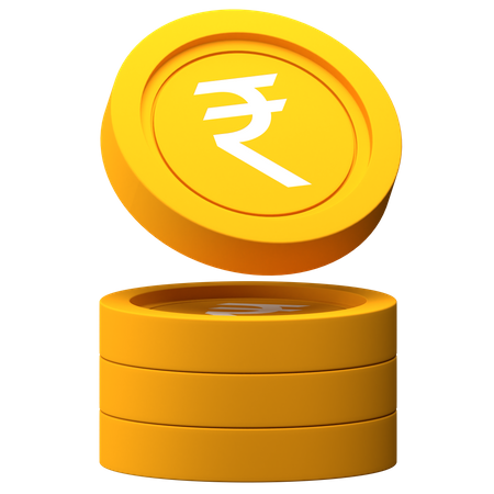 Pila de monedas de rupia  3D Icon