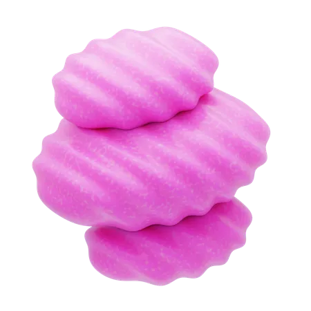 Pila de piedras onduladas de resina plástica de color rosa  3D Icon