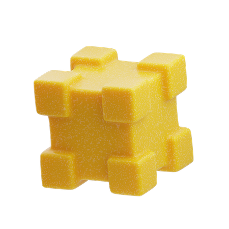 Pila hexagonal abstracta de resina plástica amarilla  3D Icon