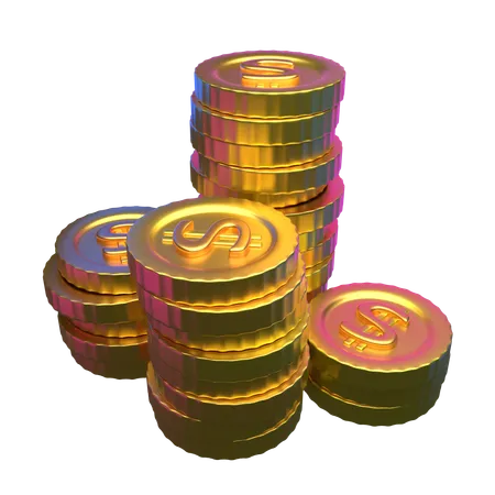 Pilas de monedas  3D Icon