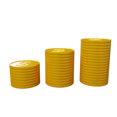 Pilas de monedas  3D Illustration