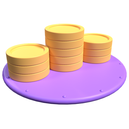 Pilas de monedas  3D Icon