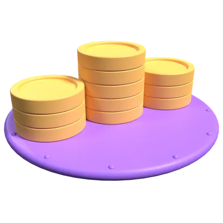 Pilas de monedas  3D Icon