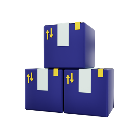 Pile de paquets de marchandises en carton  3D Illustration