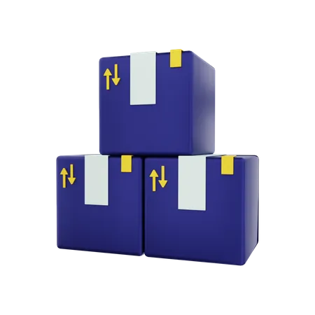 Pile de paquets de marchandises en carton  3D Illustration