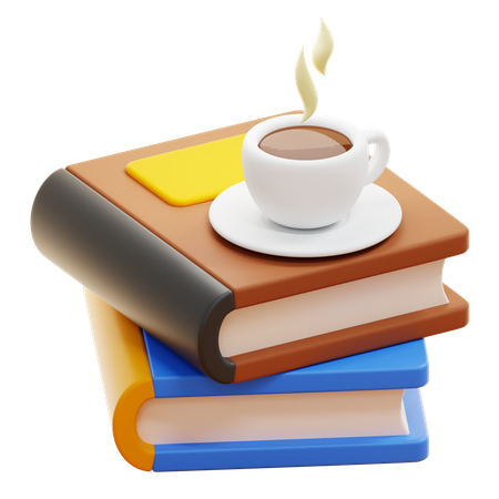 PILE DE LIVRES et CAFÉ  3D Icon