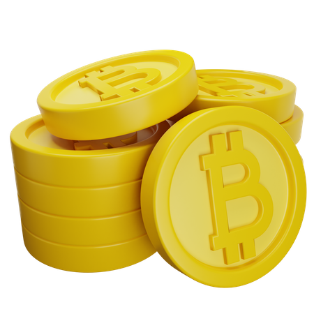 Pile de pièces de monnaie bitcoin  3D Illustration