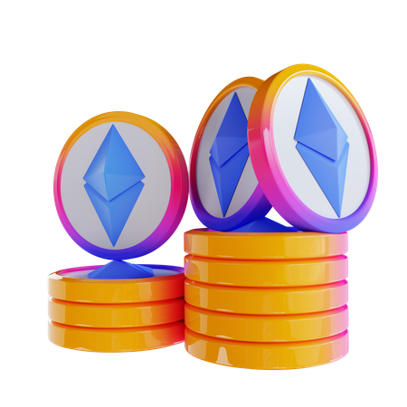 Pile de pièces d'Ethereum  3D Icon