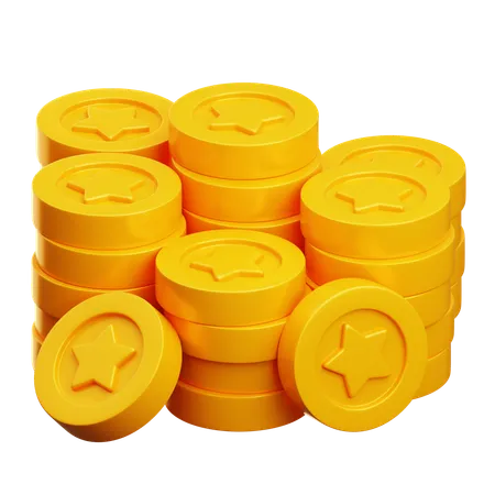 Pile de pièces d'étoile  3D Icon