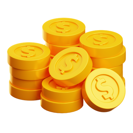 Pile de pièces de monnaie en dollars  3D Icon