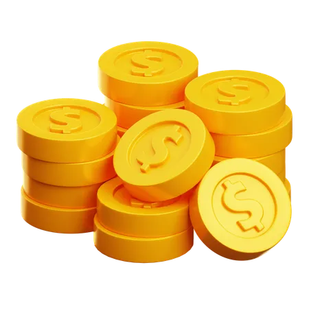 Pile de pièces de monnaie en dollars  3D Icon