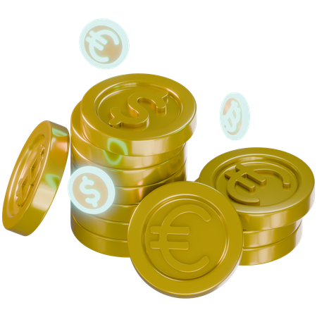 Pile de pièces numériques  3D Icon