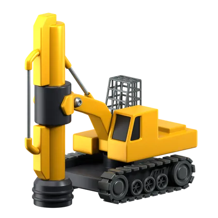 Pile Driver 3 D Construction Vehicles Icon 3D Icon