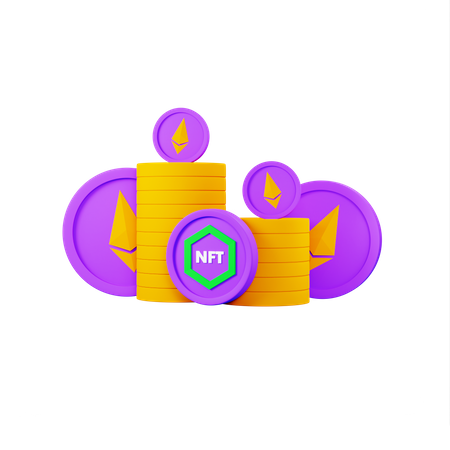 Pile Of Coins And Nft Coin  3D Icon