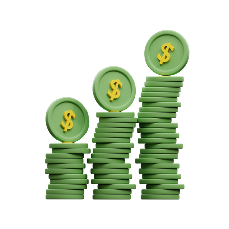 Pile Of Dollar Coins  3D Icon