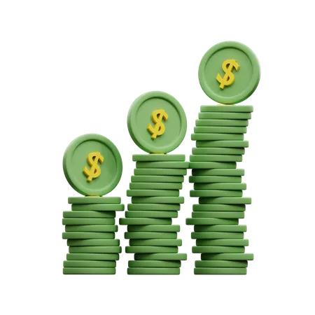 Pile Of Dollar Coins  3D Icon