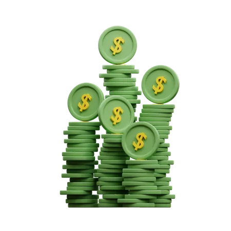 Pile Of Dollar Coins  3D Icon