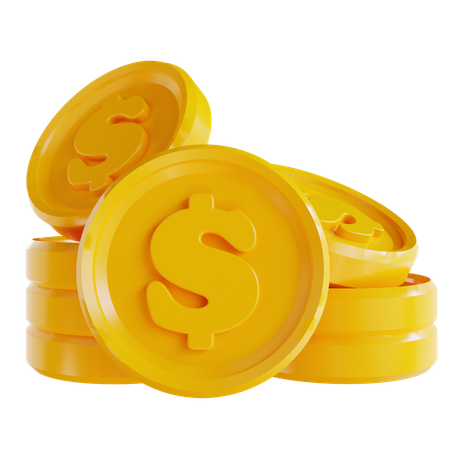 Pile Of Dollar Coins  3D Icon