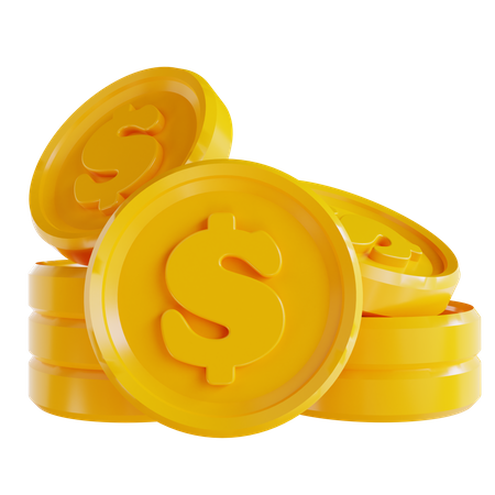 Pile Of Dollar Coins 3D Icon