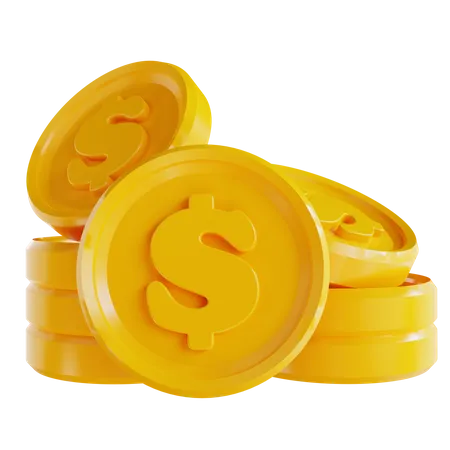 3 D Illustration Pile Of Dollar Coins 3D Icon