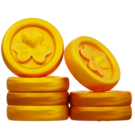 Pile Of Gold Coin Clover  3D Icon