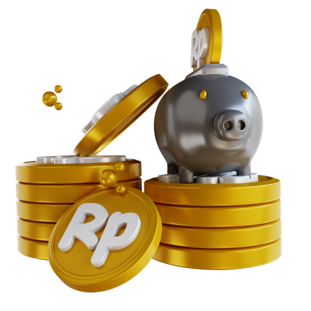 Pile Of Money And Piggy Bank 3D Illustration