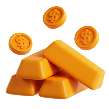 Pilha de barras de ouro  3D Icon