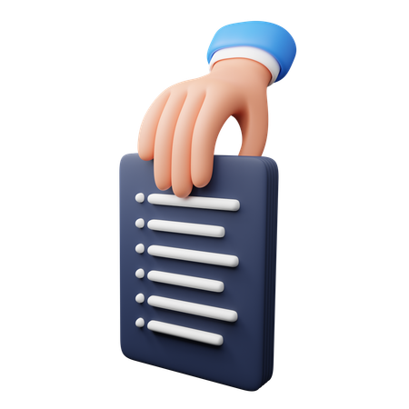 Mão segurando pilha de documentos  3D Icon
