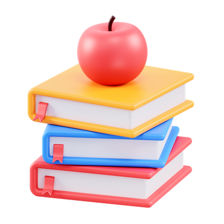 Pilha de maçã e livro  3D Icon