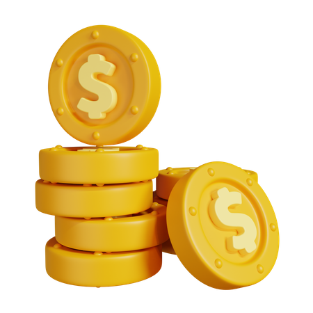 Pilha de moedas de dólar  3D Illustration