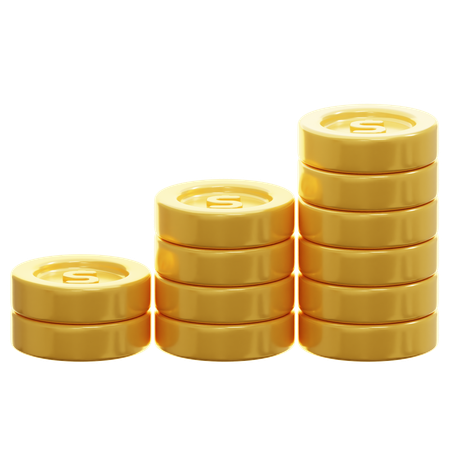 Pilha de moedas de ouro  3D Icon