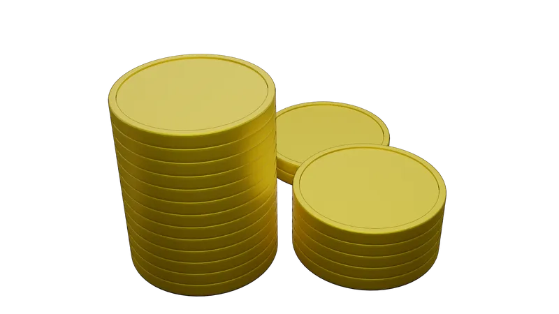 Pilha de moedas de ouro  3D Illustration