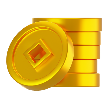 Pilha de moedas de ouro chinesas  3D Icon